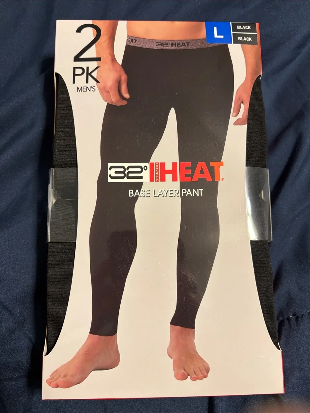 32 Degrees Heat Men's Black Base Layer Pant - 2 Pack